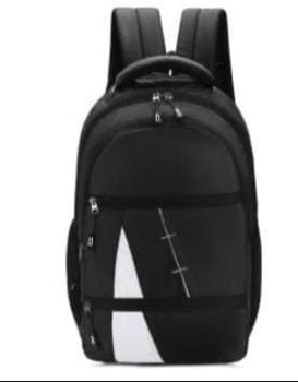 Stylish Black Backpack with Geometric Design