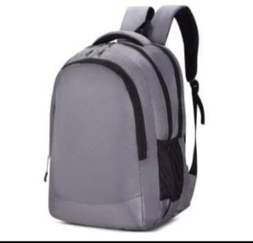 Minimalist Light Gray Backpack with Side Mesh Pocket